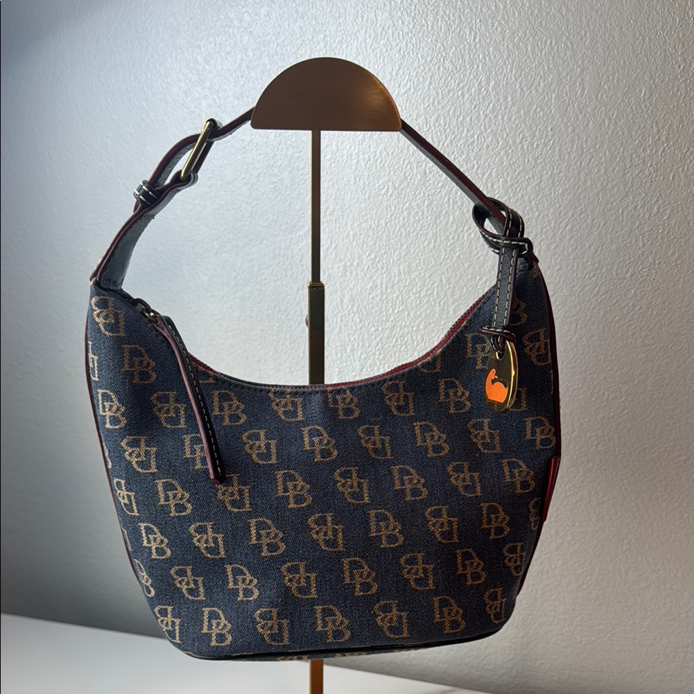 Vintage Dooney & Bourke Blue Denim And Brown Women's Bag